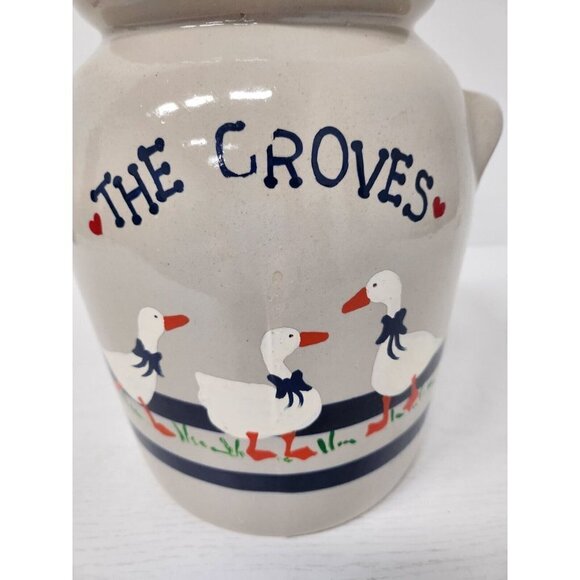 Vintage 1989 Roosevelt Pottery Large Goose Cookie Jar Farmhouse Country 12" - Picture 2 of 13